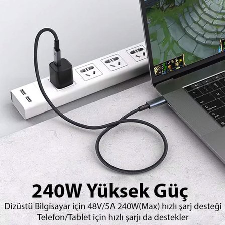 8K görüntü aktarım destekli Ultra hızlı Type-c hasır kablo 40Gbps macbook pro air mini için