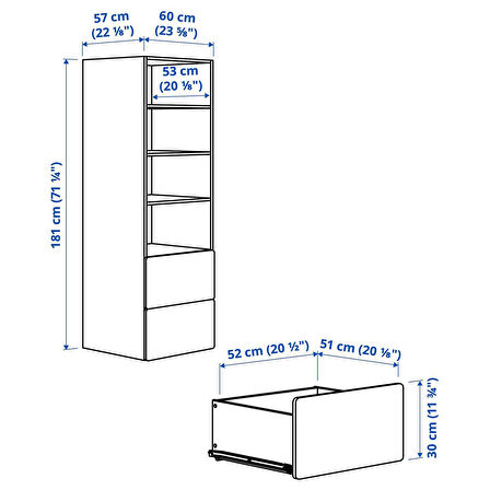 Çocuk kitaplığı, beyaz-uçuk pembe, 60x57x181 cm