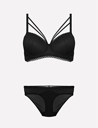 Nurteks 4310 Desteksiz Sütyen Takım - Siyah - 85B