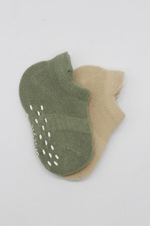 Bistyle 2'Li Sneakers Kaymaz Colours Penye Çorap BS20104 Nil Bej