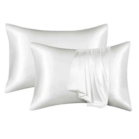 Antibakteriyel Terletmeyen İpek Saten Yastık Kılıfı 2'li 50x70 Beyaz