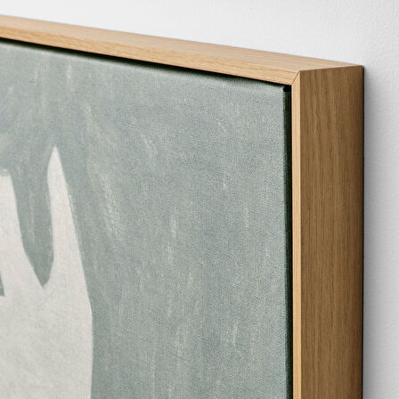 Çerçeveli resim, çok renkli, 40x50 cm, iki kuş, meşe görünüm