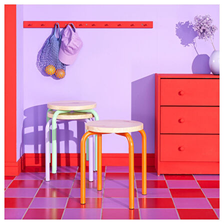 Tabure, turuncu-çam, 45 cm