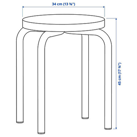 Tabure, turuncu-çam, 45 cm