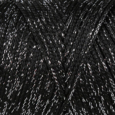 Loren Soft Star Makrome İpi Gümüş Simli Siyah RM10