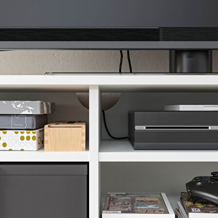 Tv sehpası, beyaz, 176x37x50 cm