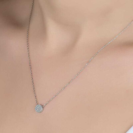 Swarovski Taşlı Gümüş Çember kadin Kolye