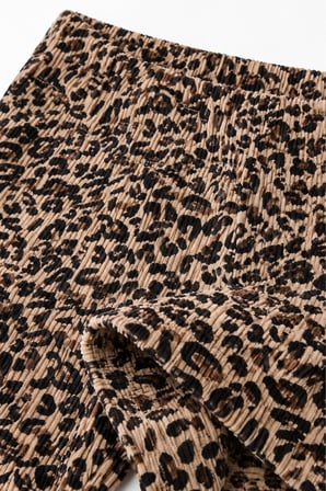 Kız Çocuk Tayt Kaşkorse Likralı Leopar Desenli İspanyol Paça Lastikli Bel