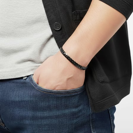 💎 Premium Balık Sırtı Mariner Çelik Zincir Bileklik 6mm 3183CZB2D14 - Siyah Renk - 20 cm