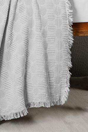 Kanz Bebek Waffle Müslin Nakışlı Pike Knz-021 Bubble Gri