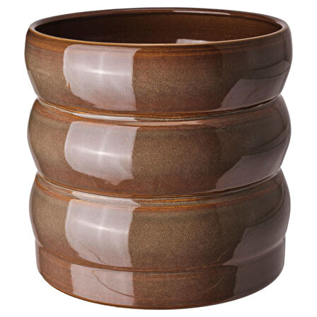 Seramik saksı, yeşil-kahverengi, 15 cm