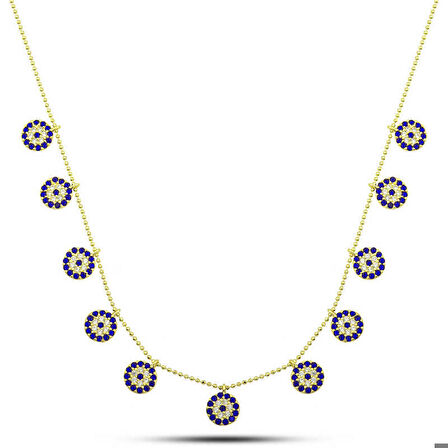 Gümüş Gold Nazarlı Şans Kadın Kolye