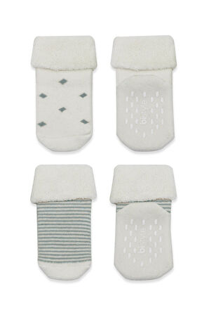 Bistyle 2'Li Havlu Soket Kaymaz Çorap 10504 Nil Ekru