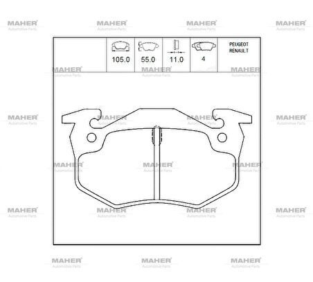 FREN BALATA 206 1998-2009 / 106 2 1996-2001 / 205 1983-1998 / ZX 1991-1997 ARKA DİSK 11MM 425442