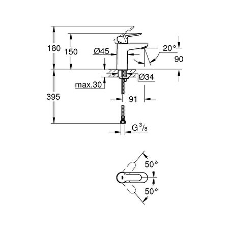 Grohe 23330000 S Boyut Bauedge Tek Kumandalı Lavabo Bataryası