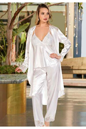 5696 Saten Uzun Kol Pijama Takımı