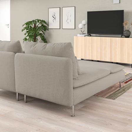 3'lü Kanepe ve Uzanma Koltuğu, Açık Bej, Tek Kolçaklı