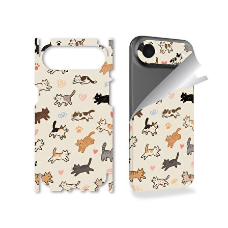 Apple İphone 17 Air için full kaplama koruma sticker kılıfsız kullanım için çizilme önleyici KEDİLER