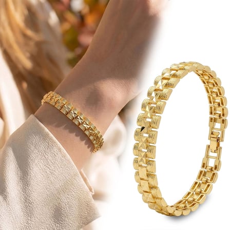 💎 Premium Şık ve Parlak Nexa 24K Gold Kaplama 8 mm Kadın Bijuteri Bileklik 3183KBV5D3 - (~18cm)