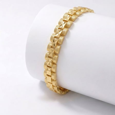 💎 Premium Şık ve Parlak Nexa 24K Gold Kaplama 8 mm Kadın Bijuteri Bileklik 3183KBV5D3 - (~18cm)