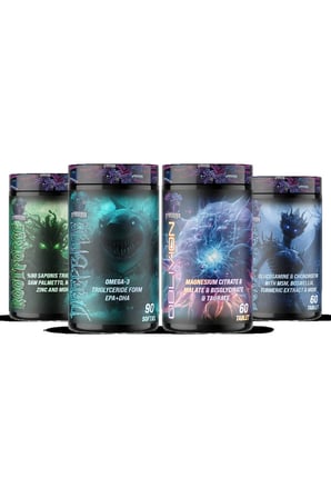 Grimsupps 4'lü Vitamin Seti - Magnezyum, Omega 3, Glukozamin, Tribulus Saw Palmetto Kompleks