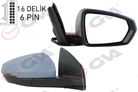 DIŞ DİKİZ AYNASI SAĞ VW POLO 2017 ELEKTRİKLİ ISITMALI SİNYALLİ ASTARLI KONVEKS VM-6390EHPR 2G1857508E 2G0857538A
