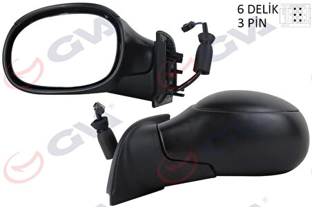 DIŞ DİKİZ AYNASI SOL C3 2002 ELEKTRİKLİ ISITMALI KONVEKS 3 FİŞ VM-501EL 8149 FJ