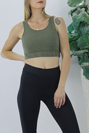 Beli Lastikli Crop Haki - Lks2907.022