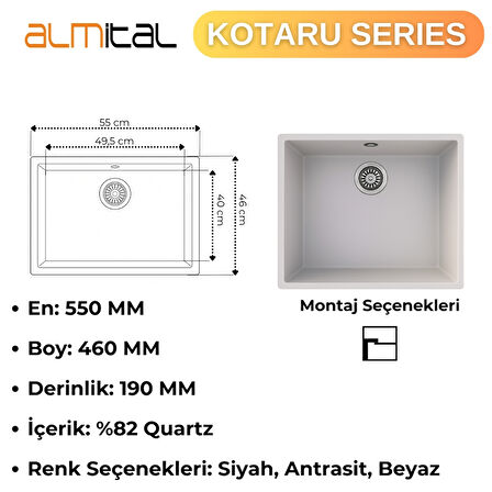Granit Evye KOTARU Series White 55x46 (BEYAZ) 