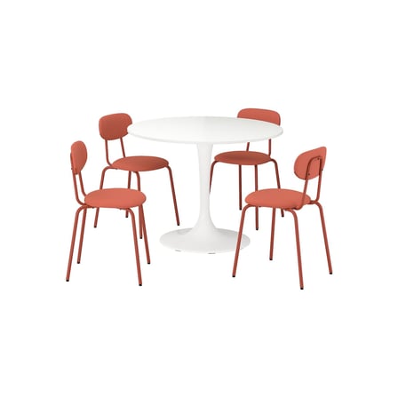 Mutfak masası takımı , beyaz/Remmarn kırmızı-kahverengi, 4 sandalyeli, sabit, 103 cm