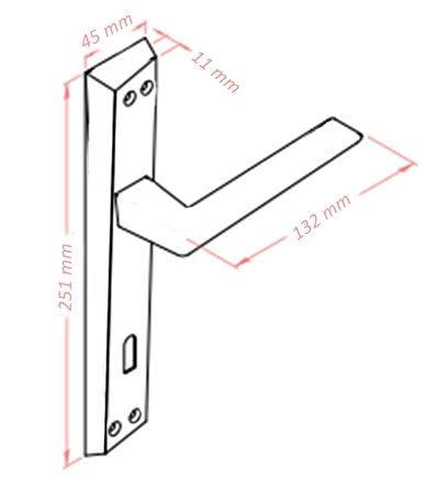Lusso Siyah Aynalı Oda Kapı Kolu ve 40X23mm Siyah Oda Gömme Kilit Set