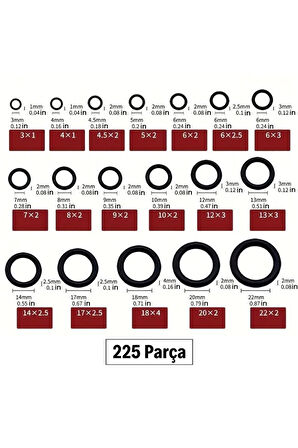 Oring Seti 225 Parça Kauçuk Conta Seti 