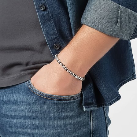 💎 Premium Arnavut Çelik Zincir Bileklik 6mm Yuvarlak 3183CZB2D6 - 20 cm - Altın Renk