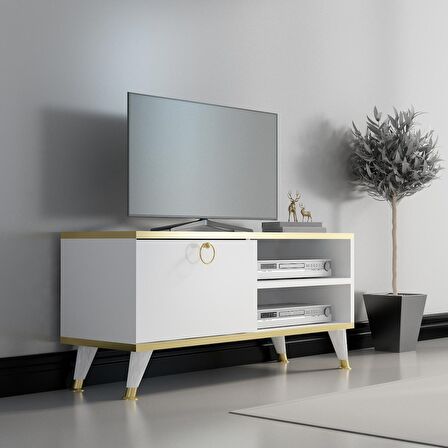  MOBİLYA GEZEGENİ Gold Sweet Tv Ünitesi 90 cm Beyaz GOLD