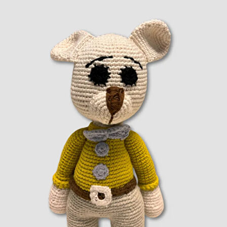 Uretti - Ahmet 3816 - Amigurumi  Örgü Oyuncak  Köpek 32 Cm - Beyaz