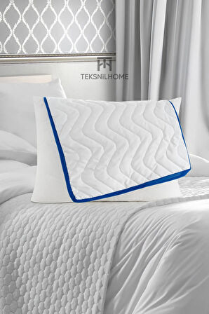 Fermuarlı Klimalı Yastık 900 Gram Kapitoneli Boncuk Silikon Yastık Mavi 50x70 cm