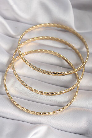 316L Çelik Gold Renk 60 mm Burma Ajda Model Kadın Bileklik - Lisinya