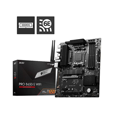 MSI PRO B650-S WIFI DDR5 7200MHZ 1XHDMI 1XDP USB 3.2 M.2 ATX AM5 (AMD AM5 9000/8000/7000 SERİLERİ İLE UYUMLU)