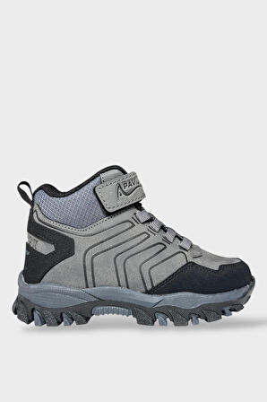 Çocuk Cırtlı Bağcık Detaylı Su ve Soğuk Geçirmez Bot FÜME - SİYAH