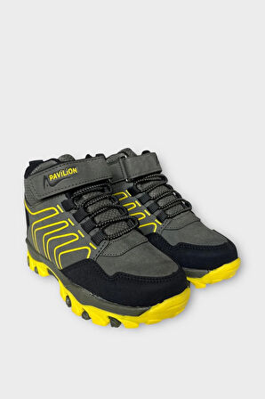 Çocuk Cırtlı Bağcık Detaylı Su ve Soğuk Geçirmez Bot HAKİ - SARI