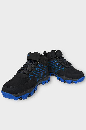 Çocuk Cırtlı Bağcık Detaylı Su ve Soğuk Geçirmez Bot SİYAH - SAKS