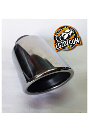 90 mm. Yuvarlak krom içi dolu  önü kesik tekli egzoz eksoz ucu