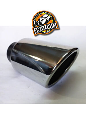 90 mm. Yuvarlak krom içi dolu  önü kesik tekli egzoz eksoz ucu