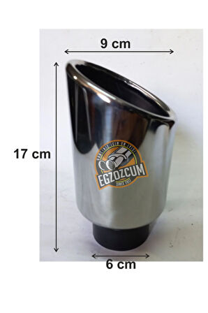 90 mm. Yuvarlak krom içi dolu  önü kesik tekli egzoz eksoz ucu