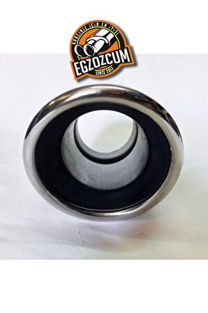 90 mm. Yuvarlak krom içi dolu  önü kesik tekli egzoz eksoz ucu