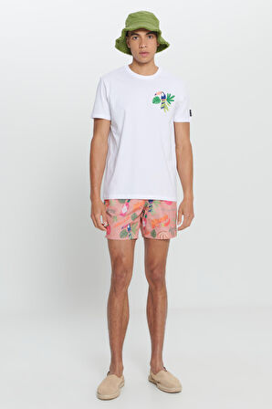 Standart Fit Normal Kesim %100 Pamuk Baskılı Bisiklet Yaka Tişört