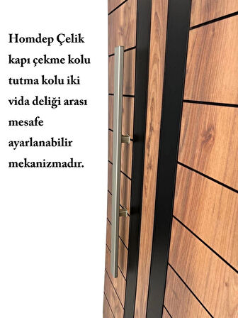 Homdep Çelik Kapı Çekme Kolu Tutma Kolu 90cm Uzunluk Dikdörtgen Model Renk: Saten , Gümüş Gri