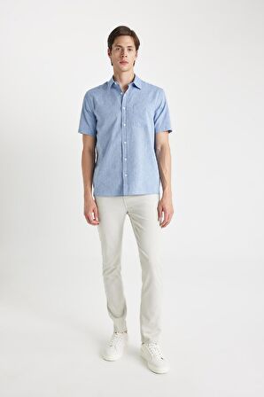 DeFacto Regular Fit Yazlık Polo Yaka Basic Düz Kısa Kollu Gömlek D4498AX24SMBE627