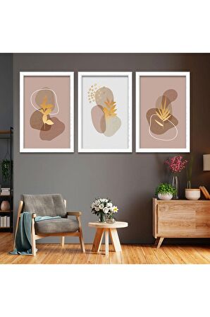 Kolaj Çizim 3'lü Kanvas Tablo