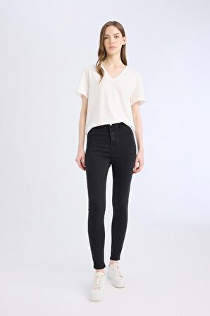 Jegging Yüksek Bel Bilek Boy Dar Paça Basic Düz Jean Pantolon